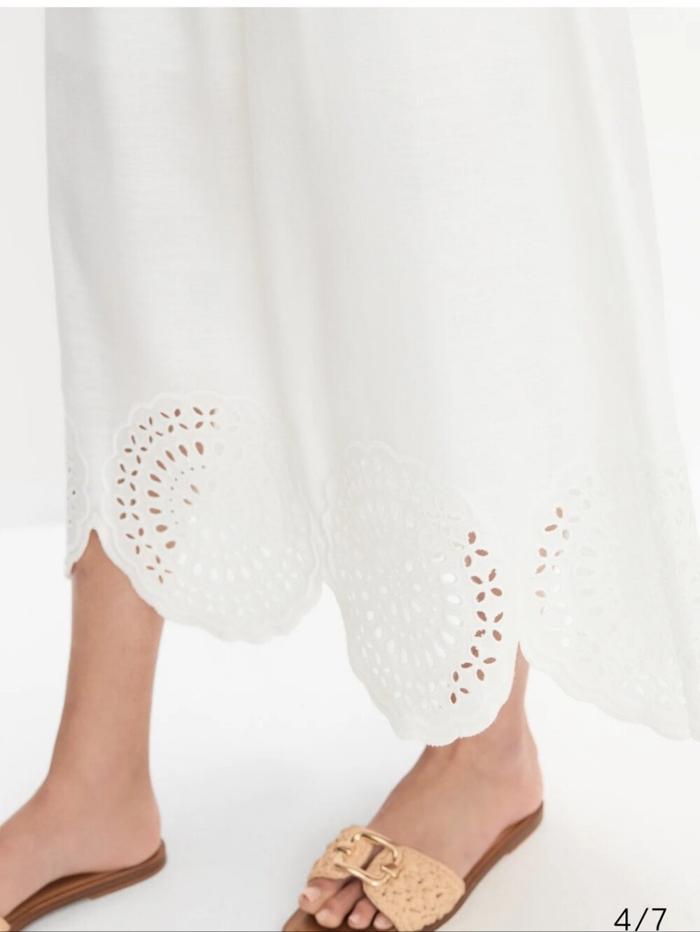 Melanie Lyne Scalloped Hem Maxi Skirt Size 10 Porcelain (White) Linen Blend - Picture 4 of 13